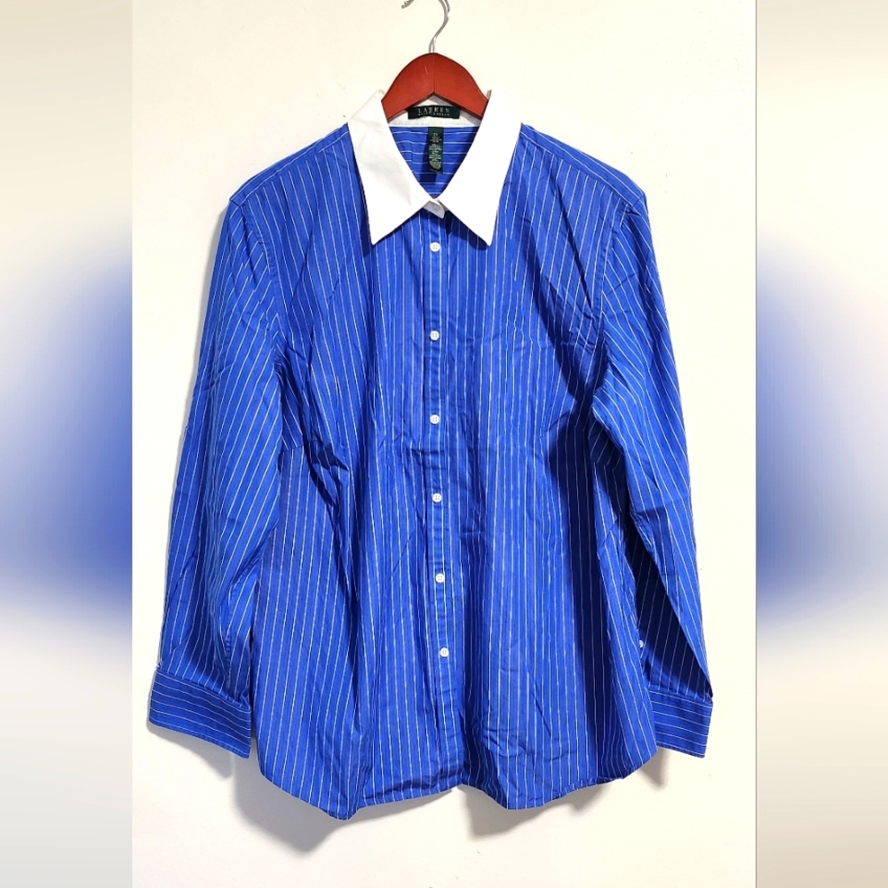 Ralph Lauren Blue Striped Button down 2XL
